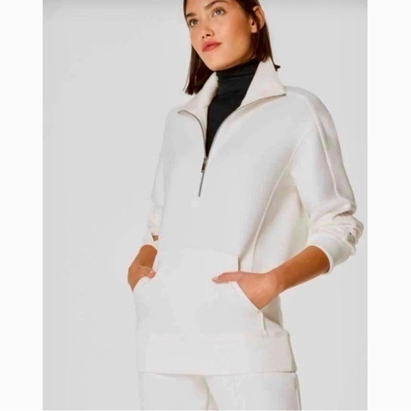 SPANX Sweaters - Spanx Heavy air Half-Zip Tunic In Powder White NWT Size XS